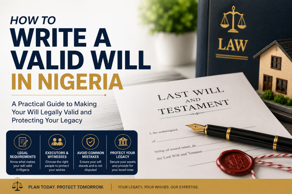 How to write a valid will in Nigeria with documents, pen and legal estate planning materials