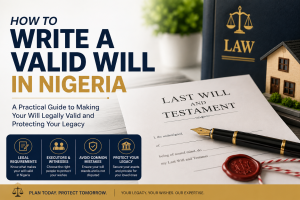 How to write a valid will in Nigeria with documents, pen and legal estate planning materials