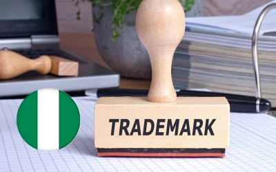 Nigeria flag and wooden trademark stamp